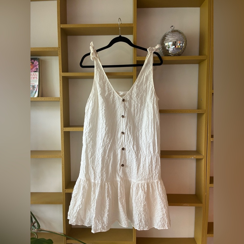 Women’s White Mini Dress with Tie Straps